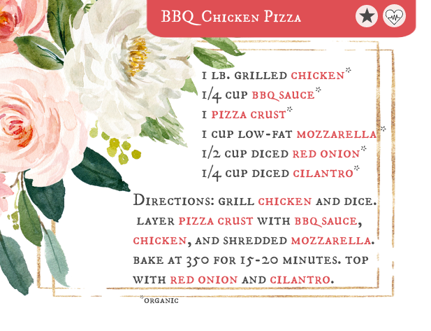 Skinny BBQ Chicken Pizza Recipe Card Picture